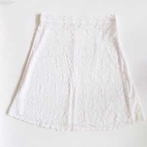 Olivia Blu Floral Lace A Line Skirt White Size XL Elastic Waist